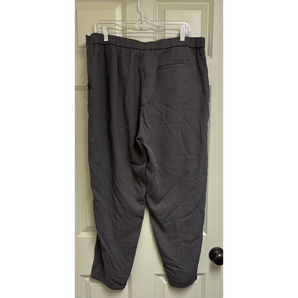 EILEEN FISHER Gray Woven Tencel Grain Pants Large Tapered Ankle Leg Classic Work - Picture 4 of 16